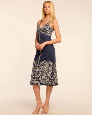 Constanza Linen Embroidered Midi Dress