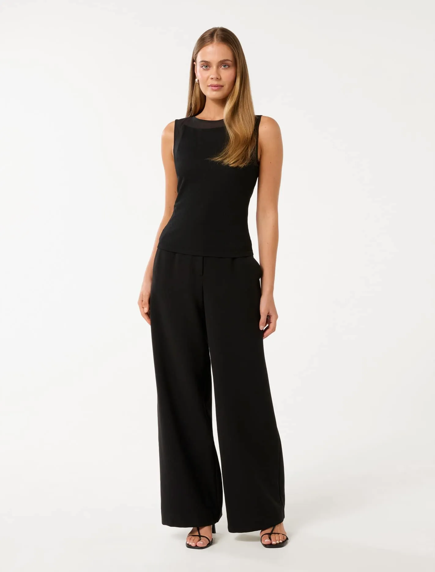 Cora Sheer Mesh Trim Tank Top