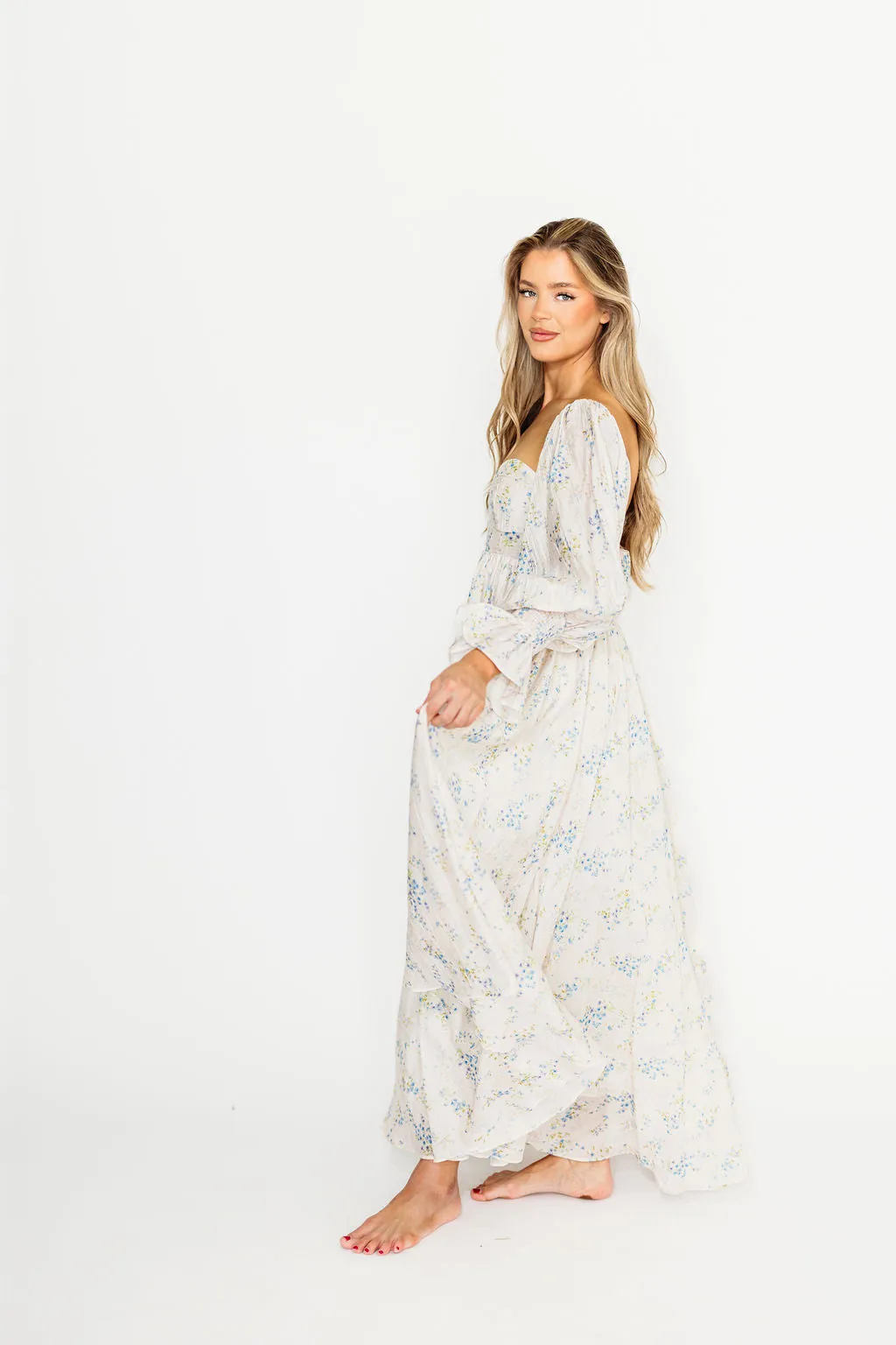 Dear Skye Baby Floral Dress in Blue - Bump Friendly (Small Restock Coming 4/28)