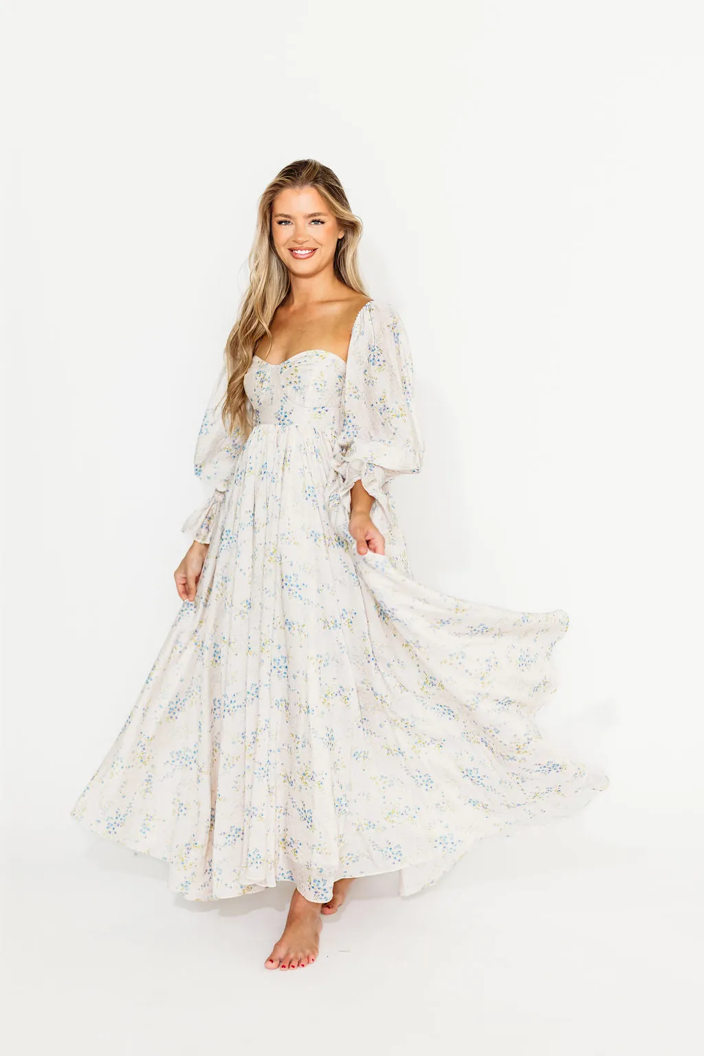 Dear Skye Baby Floral Dress in Blue - Bump Friendly (Small Restock Coming 4/28)
