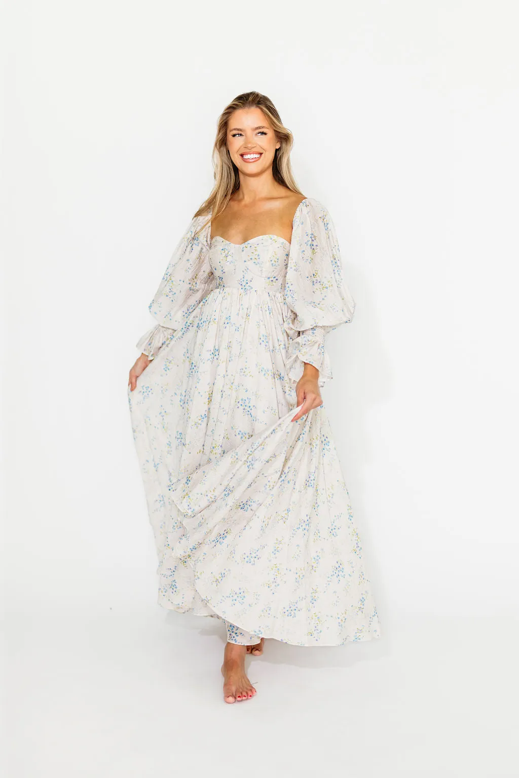 Dear Skye Baby Floral Dress in Blue - Bump Friendly (Small Restock Coming 4/28)