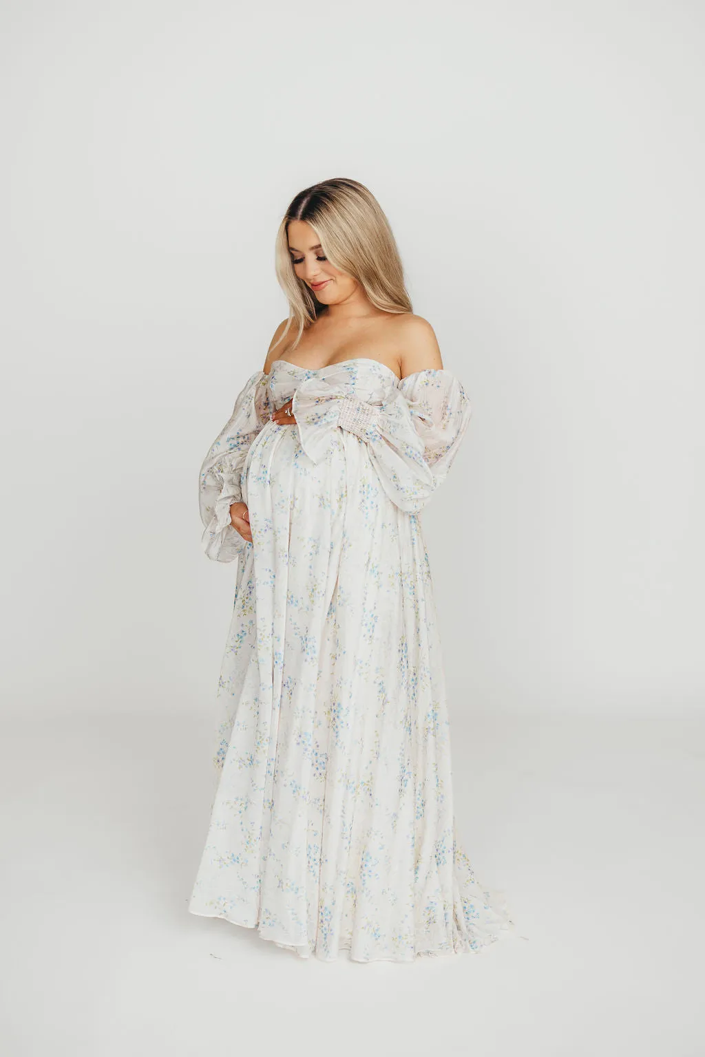 Dear Skye Baby Floral Dress in Blue - Bump Friendly (Small Restock Coming 4/28)