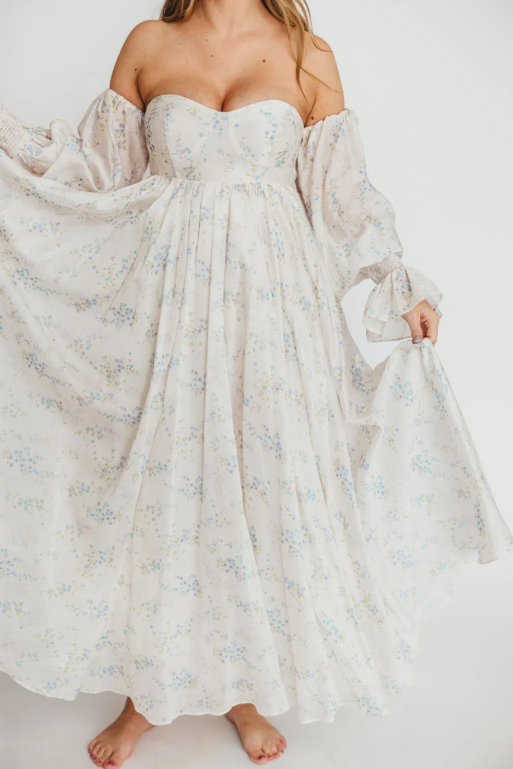 Dear Skye Baby Floral Dress in Blue - Bump Friendly (Small Restock Coming 4/28)