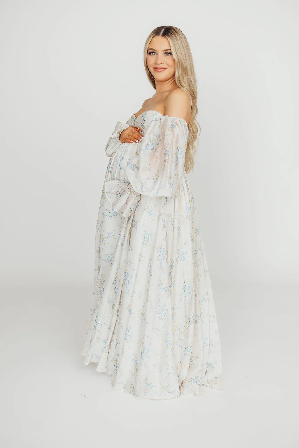 Dear Skye Baby Floral Dress in Blue - Bump Friendly (Small Restock Coming 4/28)