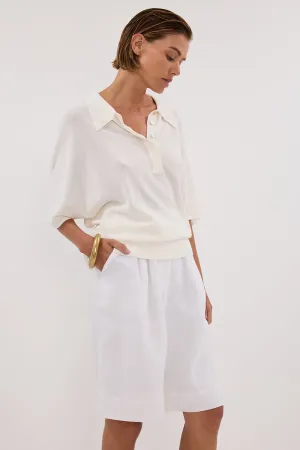 ELI CREAM POLO KNIT TOP