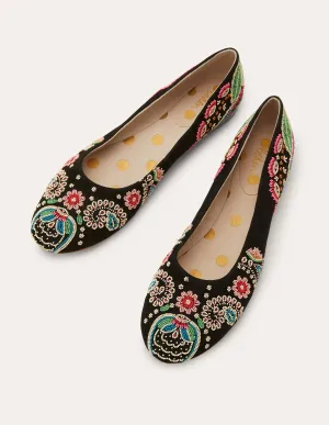 Embellished Ballerinas-Black Multi