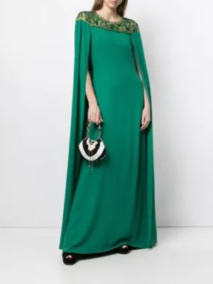 Embroidered Cape Dress