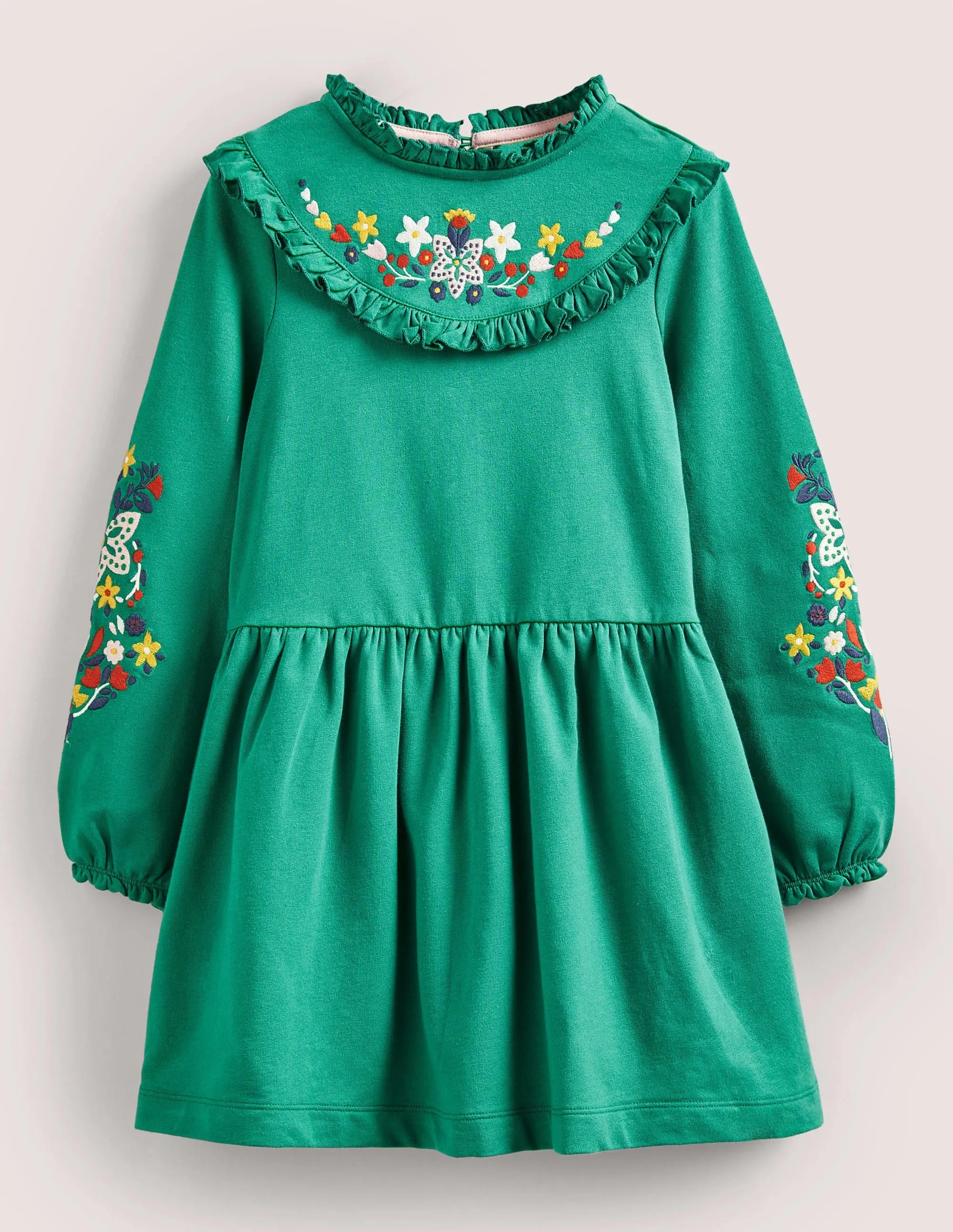 Embroidered Sweat Dress-Shady Glade Green