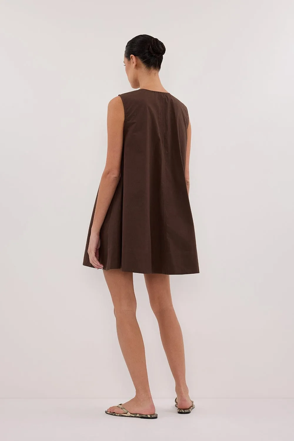 GABBY BITTER CHOC MINI DRESS