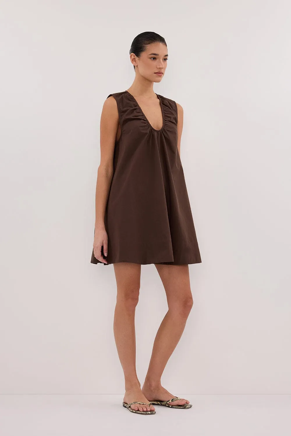 GABBY BITTER CHOC MINI DRESS