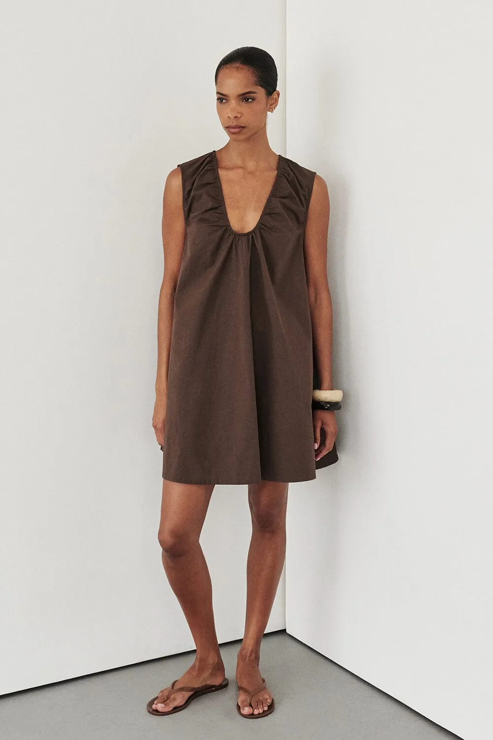 GABBY BITTER CHOC MINI DRESS