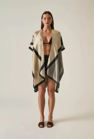 Geometric Beige-Black Kaftan