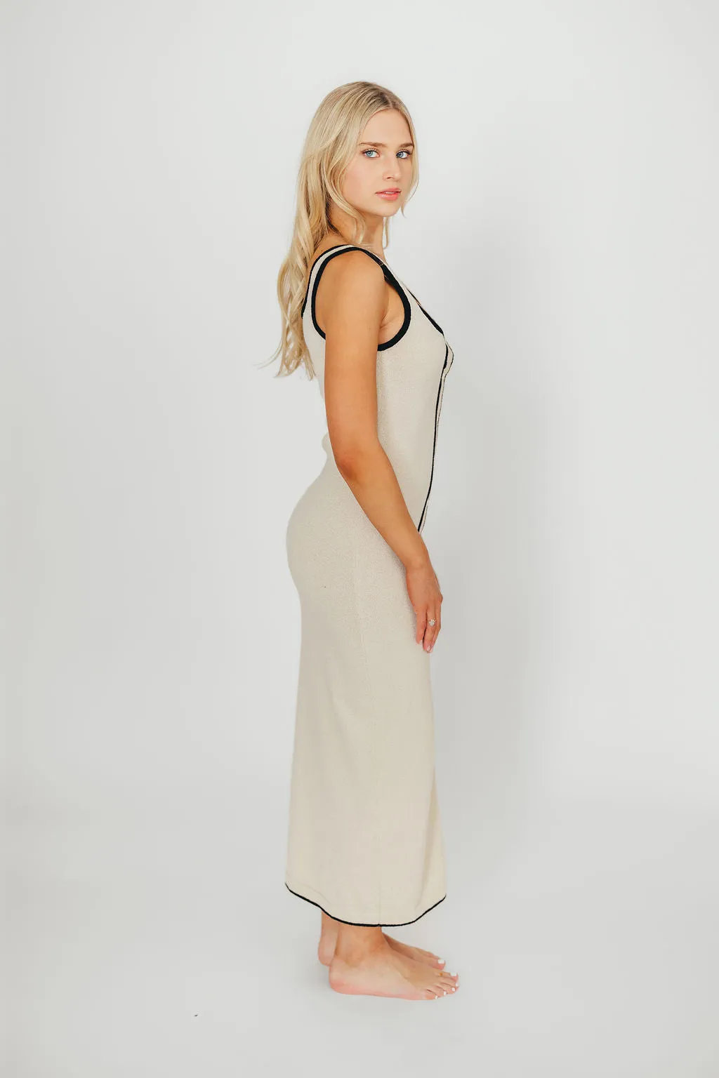 Gigi Sleeveless Midi Sweater Dress in Cream