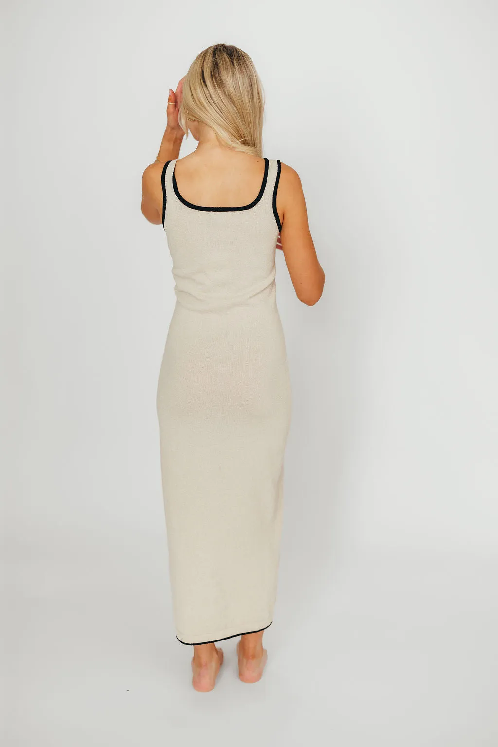 Gigi Sleeveless Midi Sweater Dress in Cream