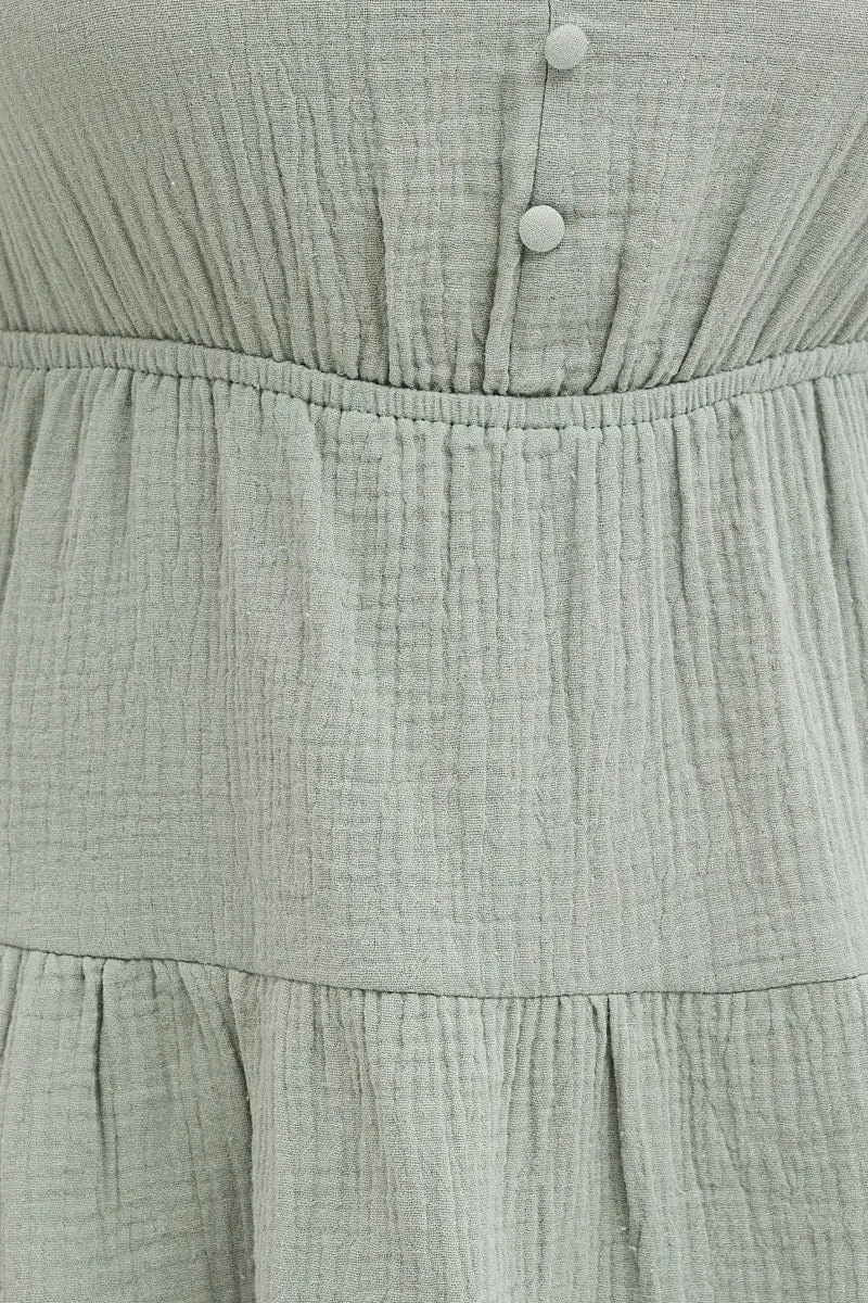 Green Skater Dress Long Sleeve Mini