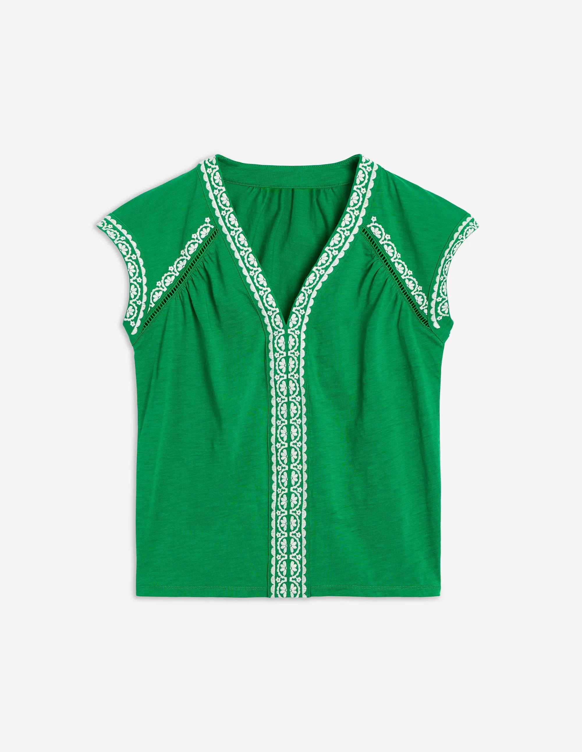 Hazel Cotton Embroidered Top-Rich Emerald