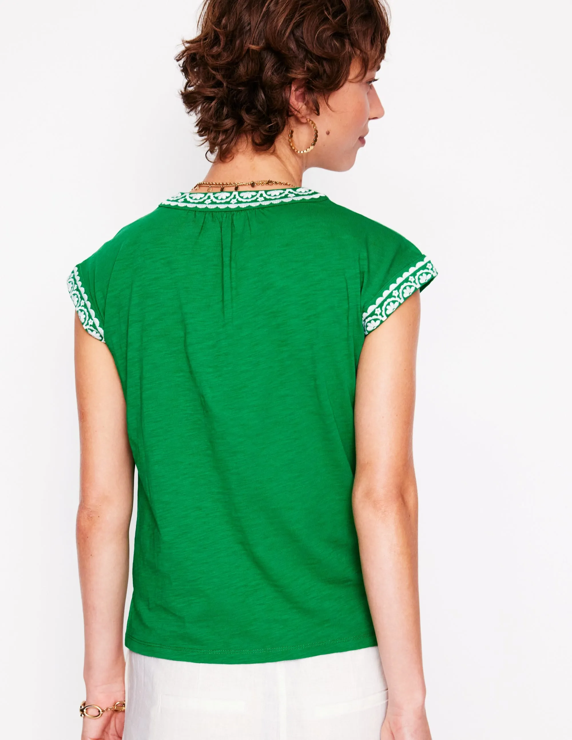 Hazel Cotton Embroidered Top-Rich Emerald