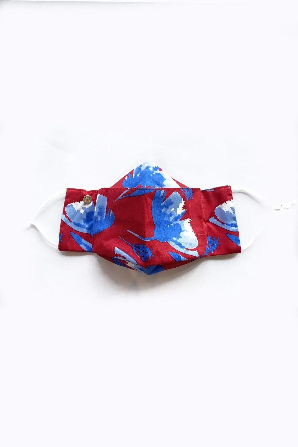Heavenly Blue on Red (Box Pleated Mask with Filter Pocket)