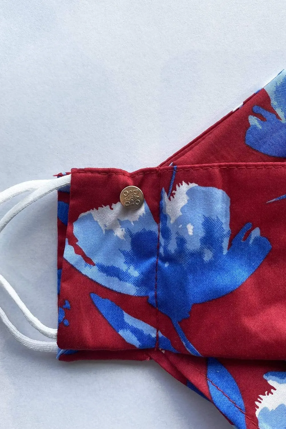 Heavenly Blue on Red (Box Pleated Mask with Filter Pocket)
