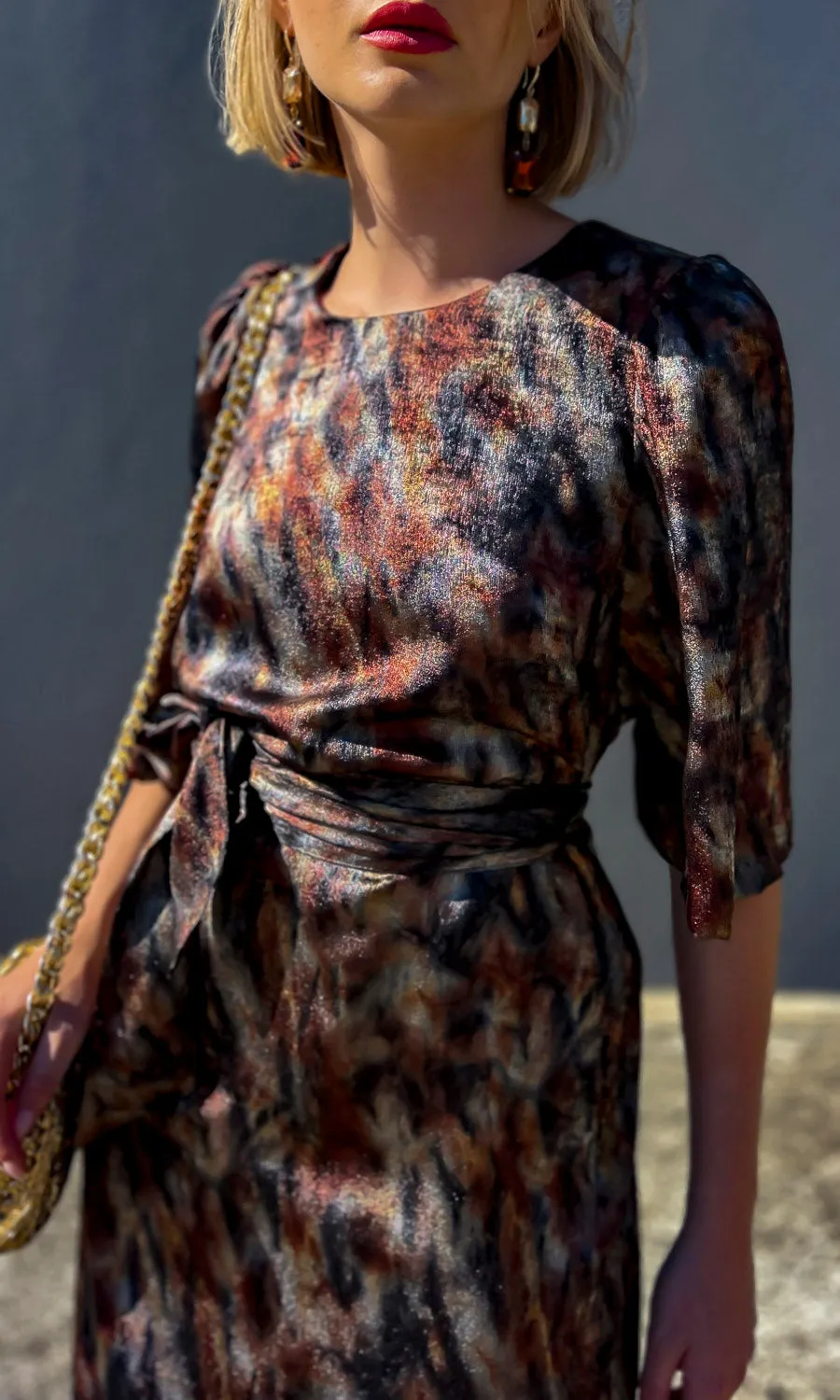 hoss Babylon Silk Dress - Dark Storm
