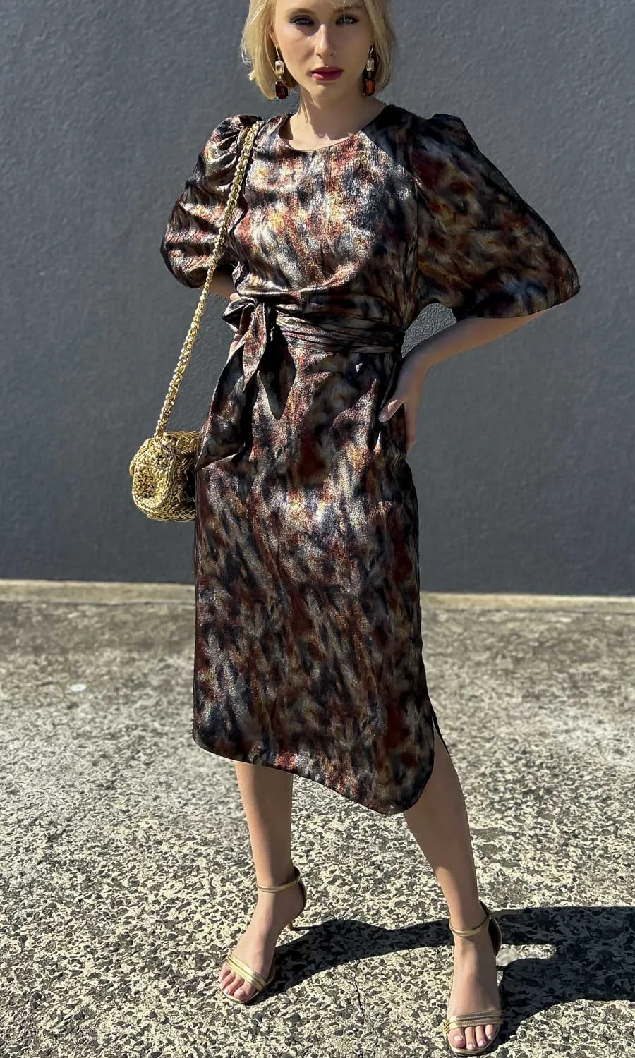 hoss Babylon Silk Dress - Dark Storm