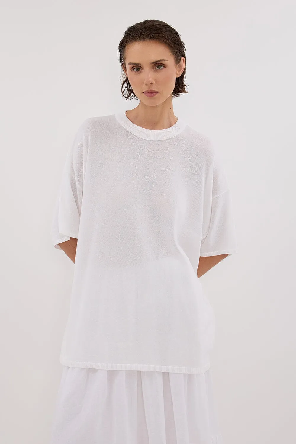 JACKI IVORY OVERSIZED KNIT TEE