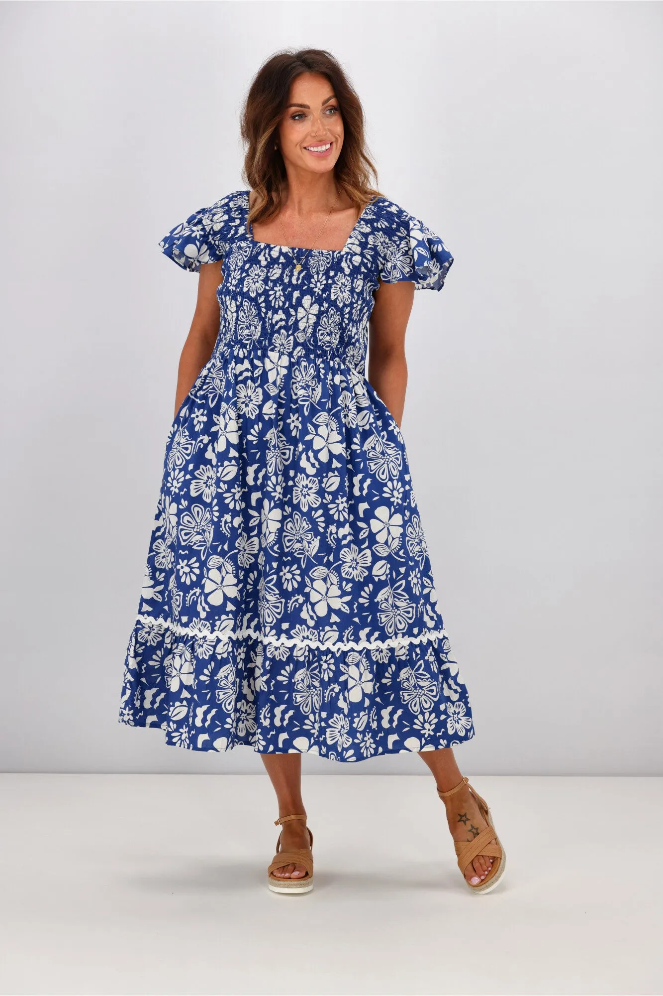 Joop & Gypsy Aloha Dress Cobalt Print
