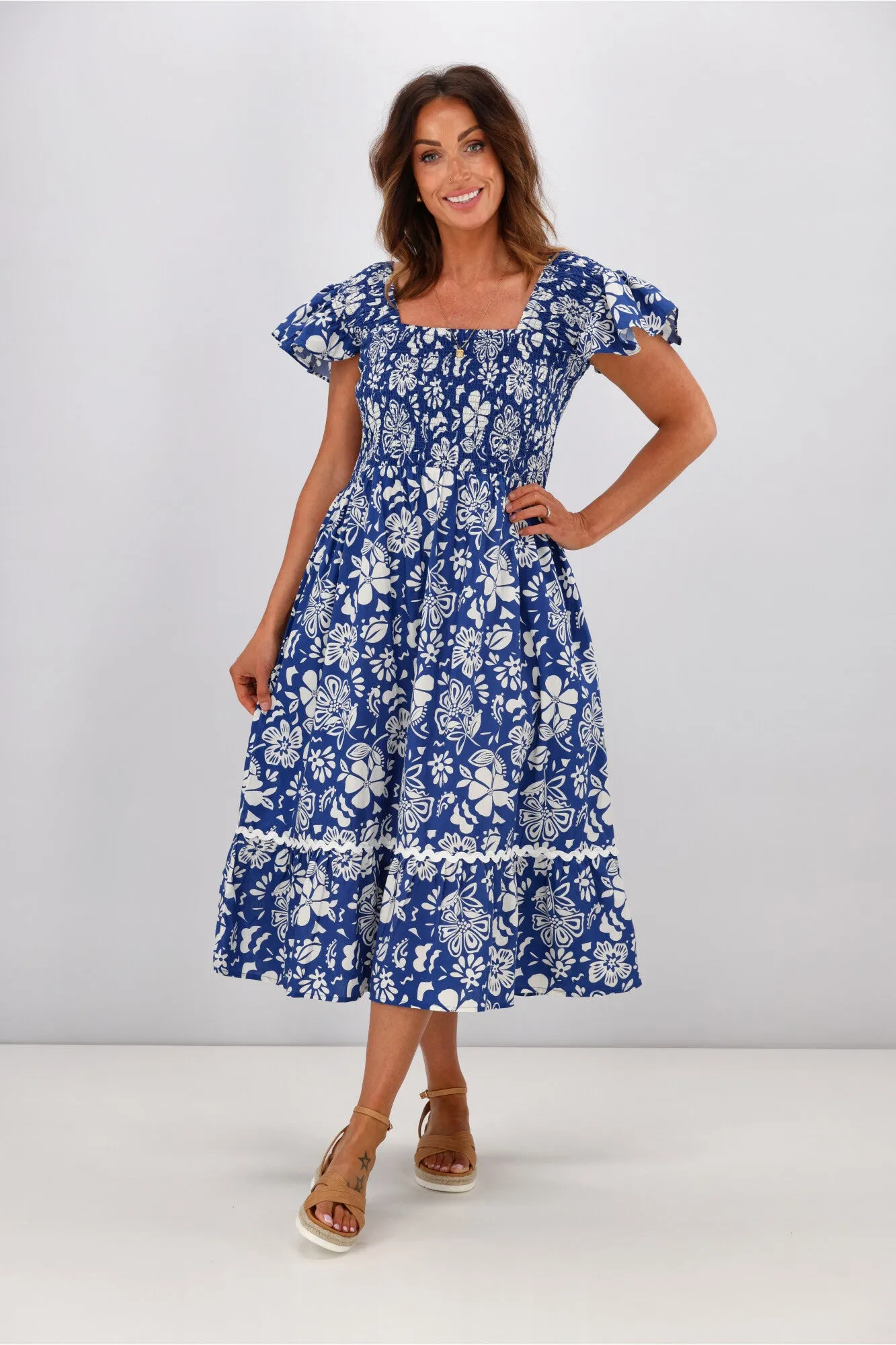 Joop & Gypsy Aloha Dress Cobalt Print