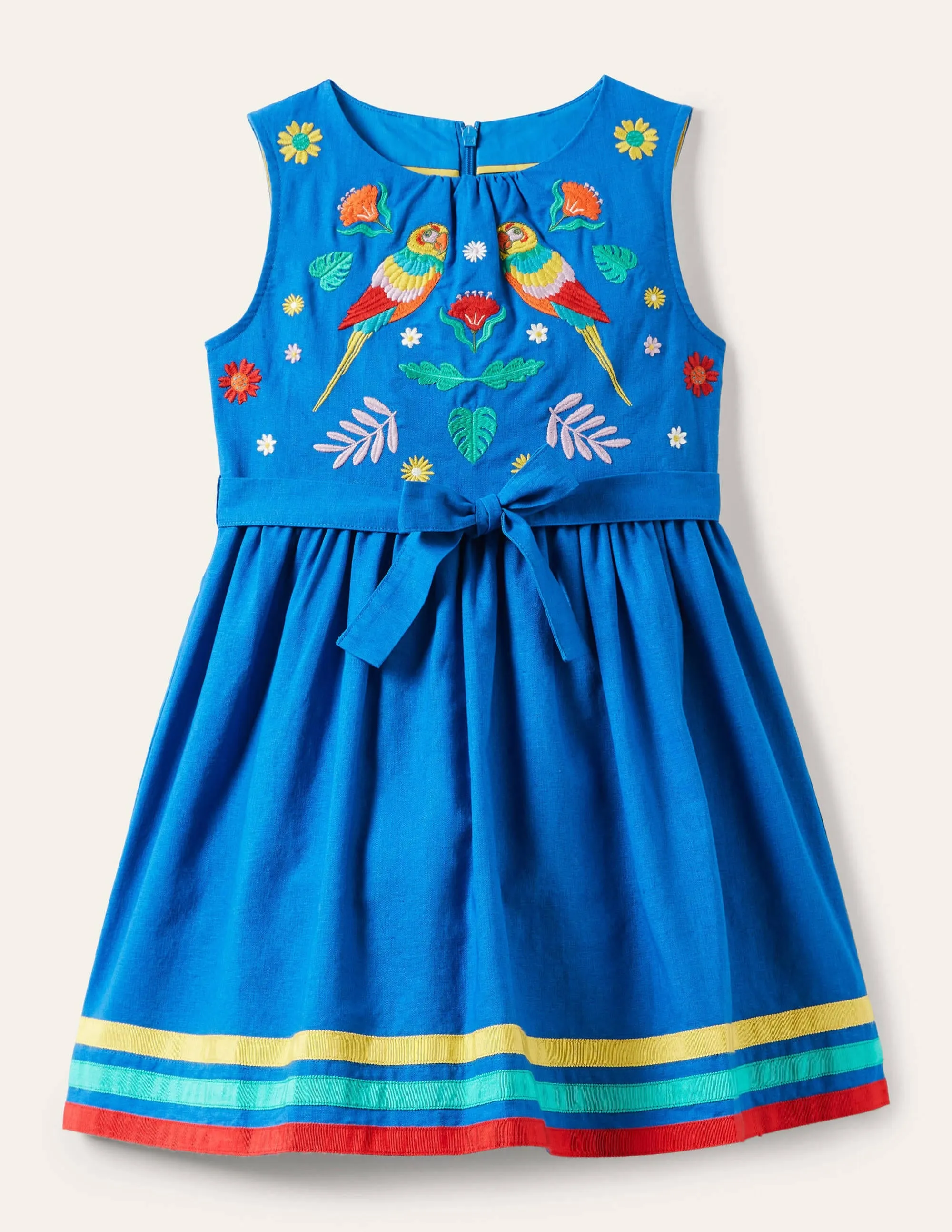 Jungle Vintage Dress-Marina Blue Embroidered