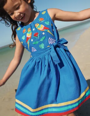 Jungle Vintage Dress-Marina Blue Embroidered