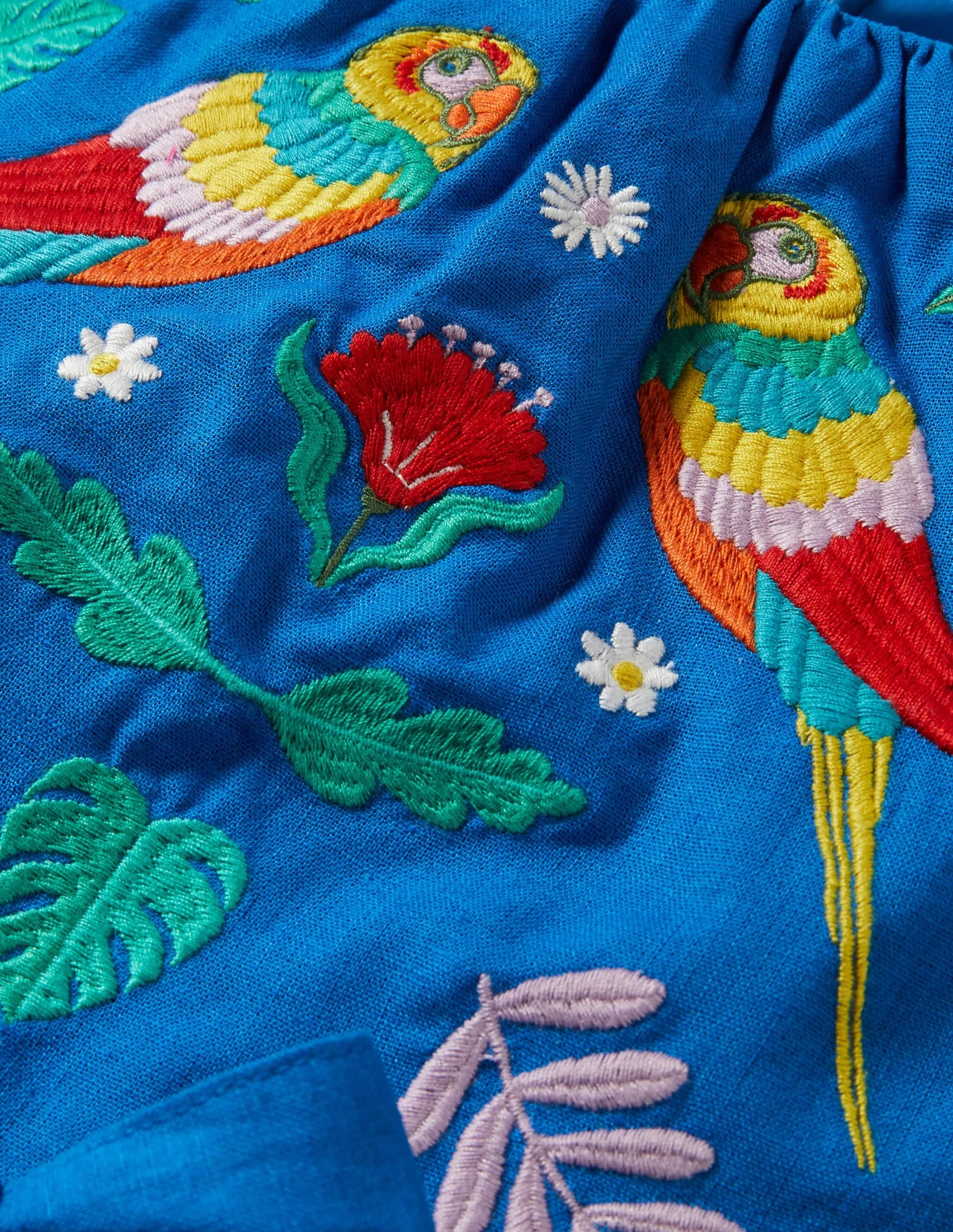 Jungle Vintage Dress-Marina Blue Embroidered