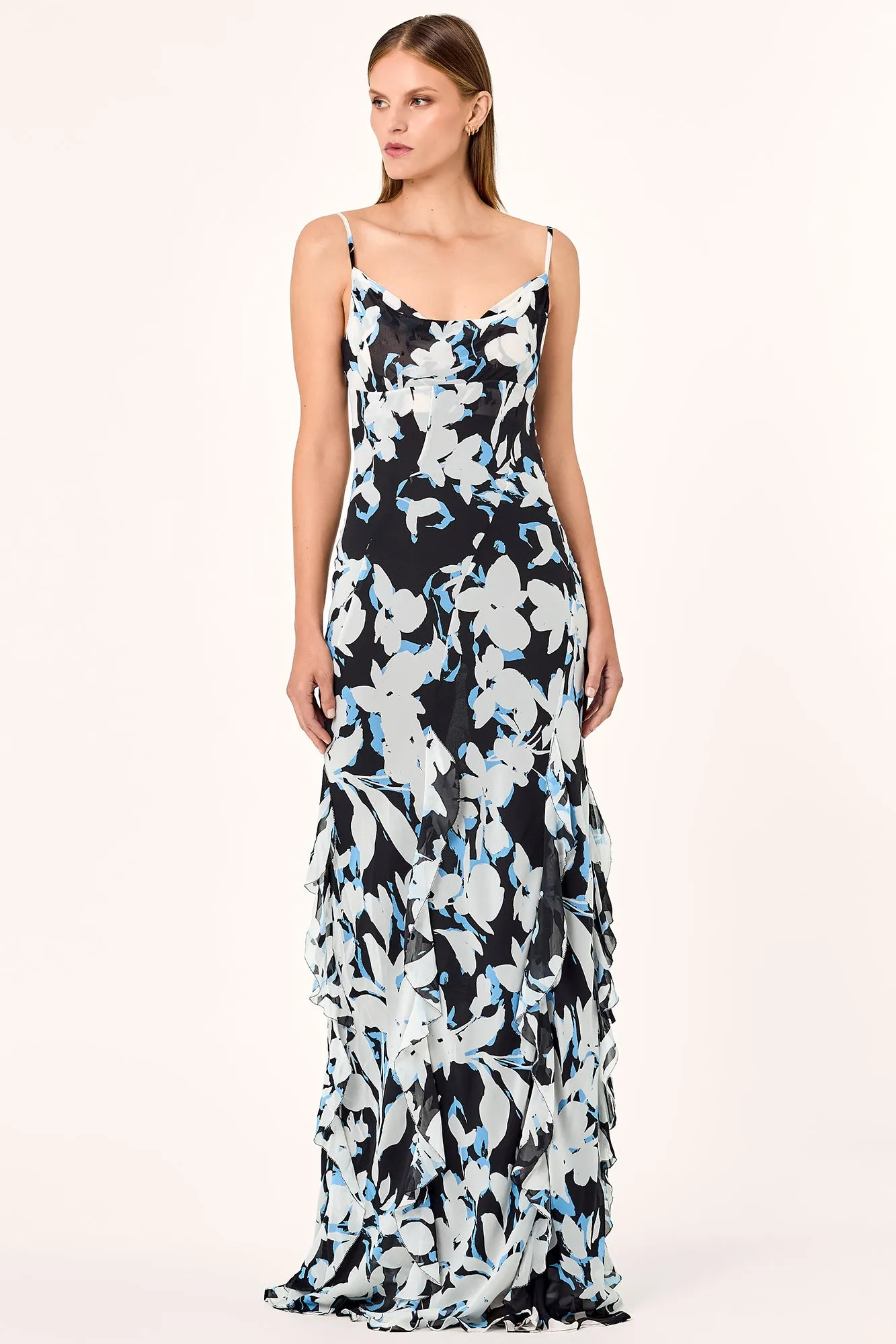 Kamila Gown - Black Blur Print