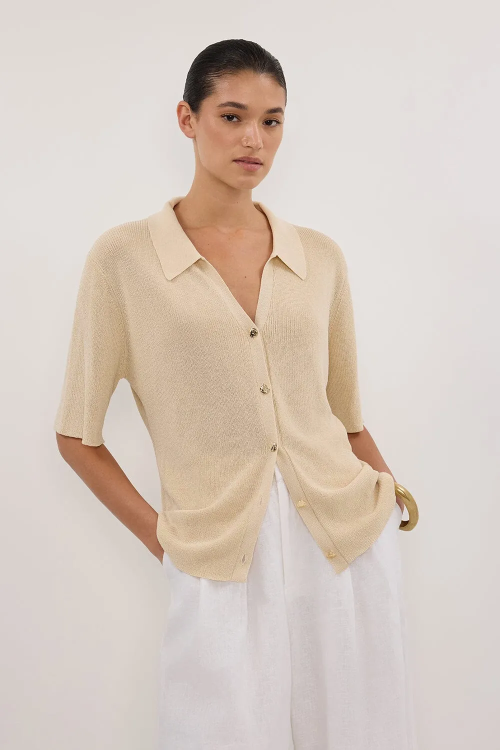LIAM NATURAL KNIT POLO SHIRT