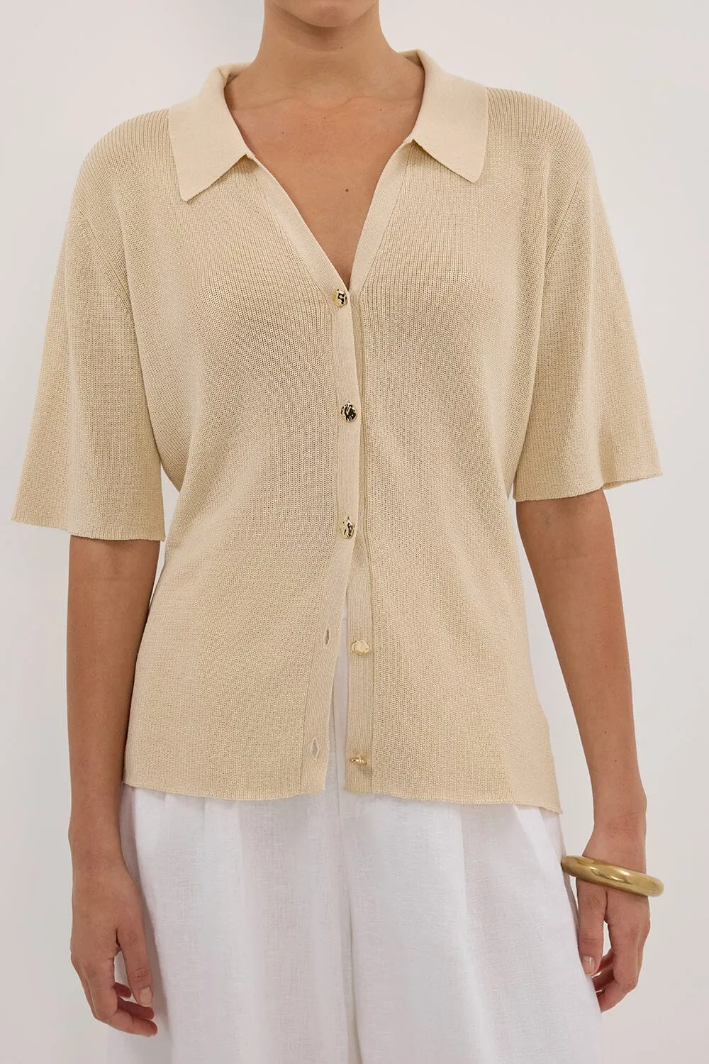 LIAM NATURAL KNIT POLO SHIRT