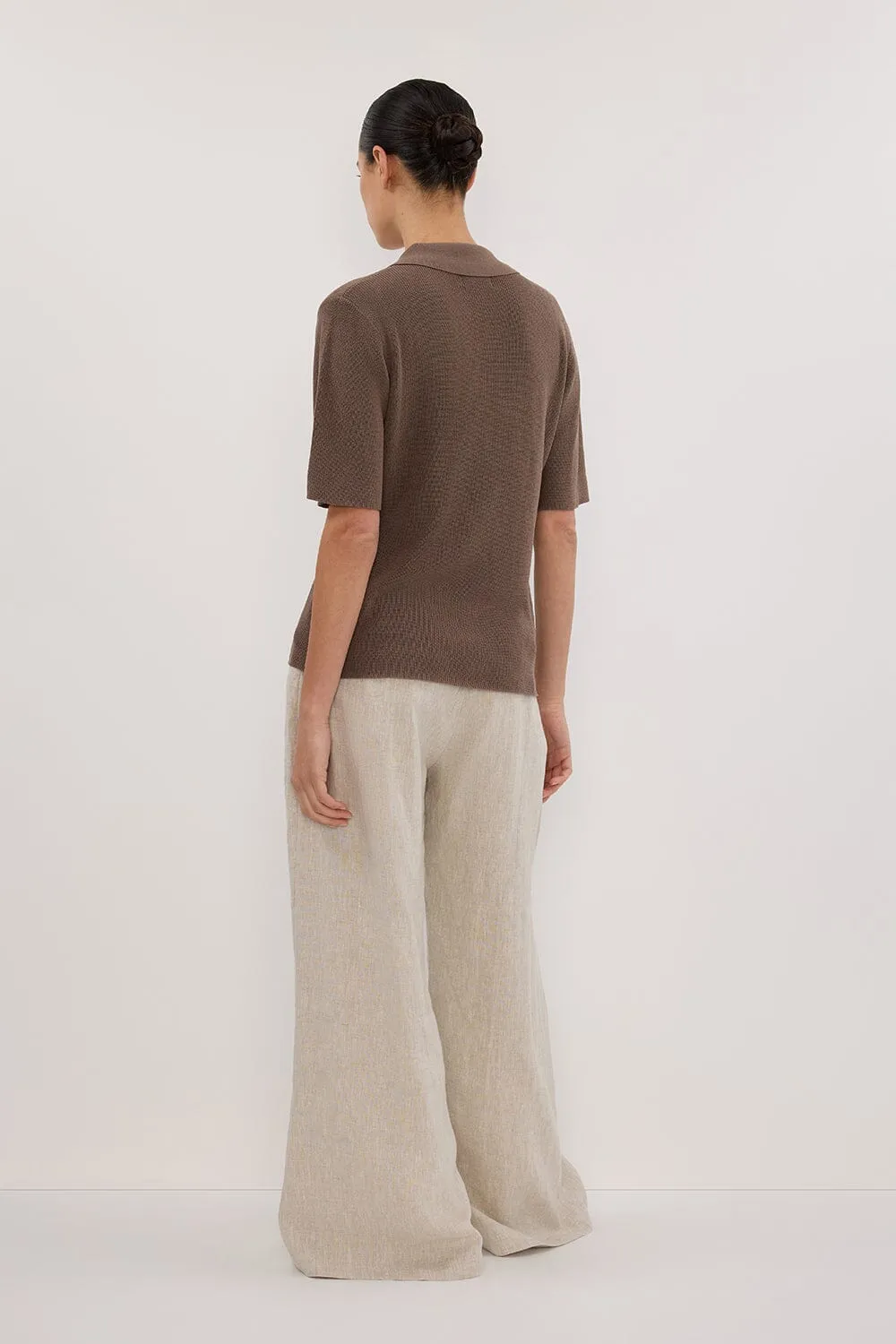 LIAM TAUPE KNIT POLO SHIRT