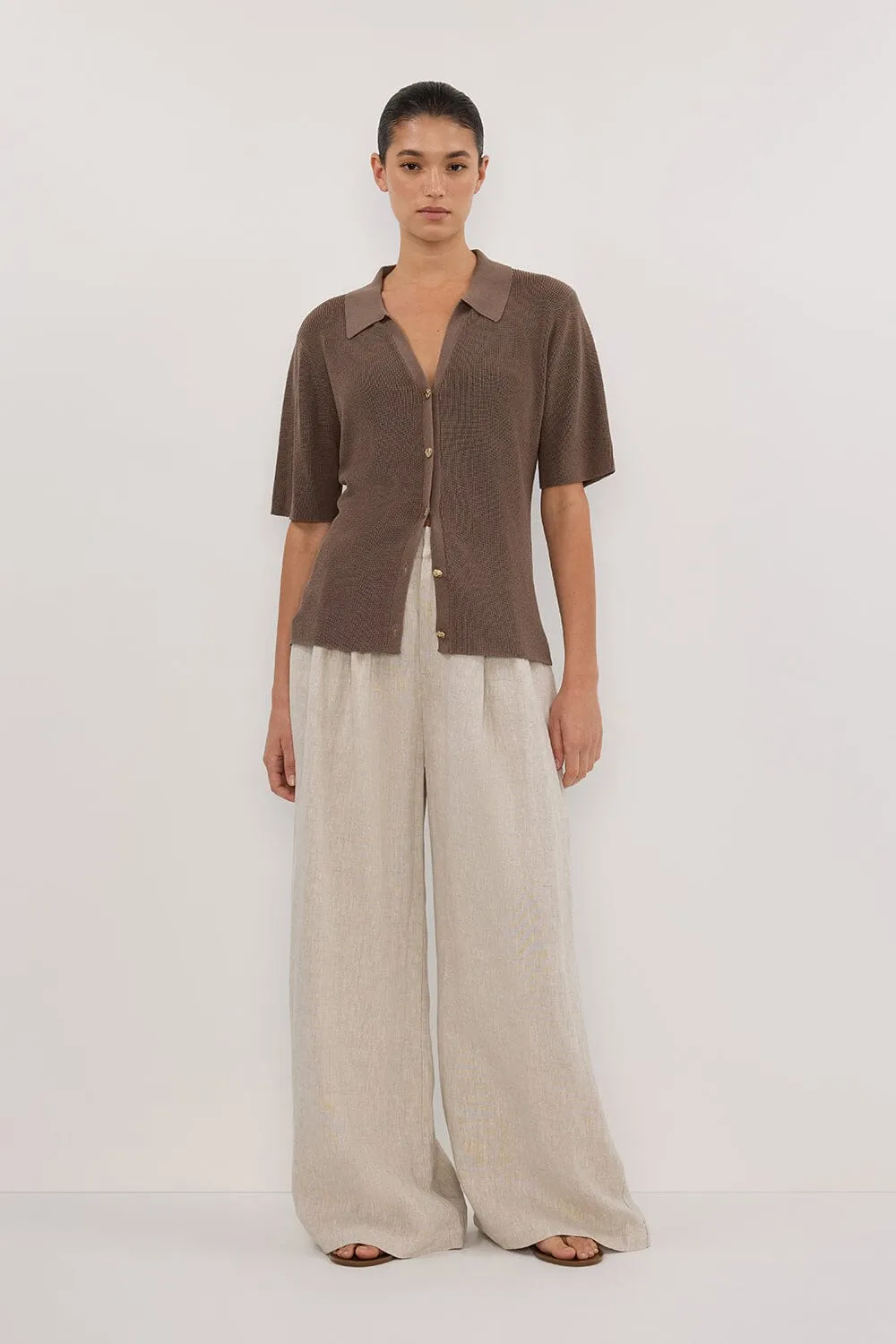 LIAM TAUPE KNIT POLO SHIRT