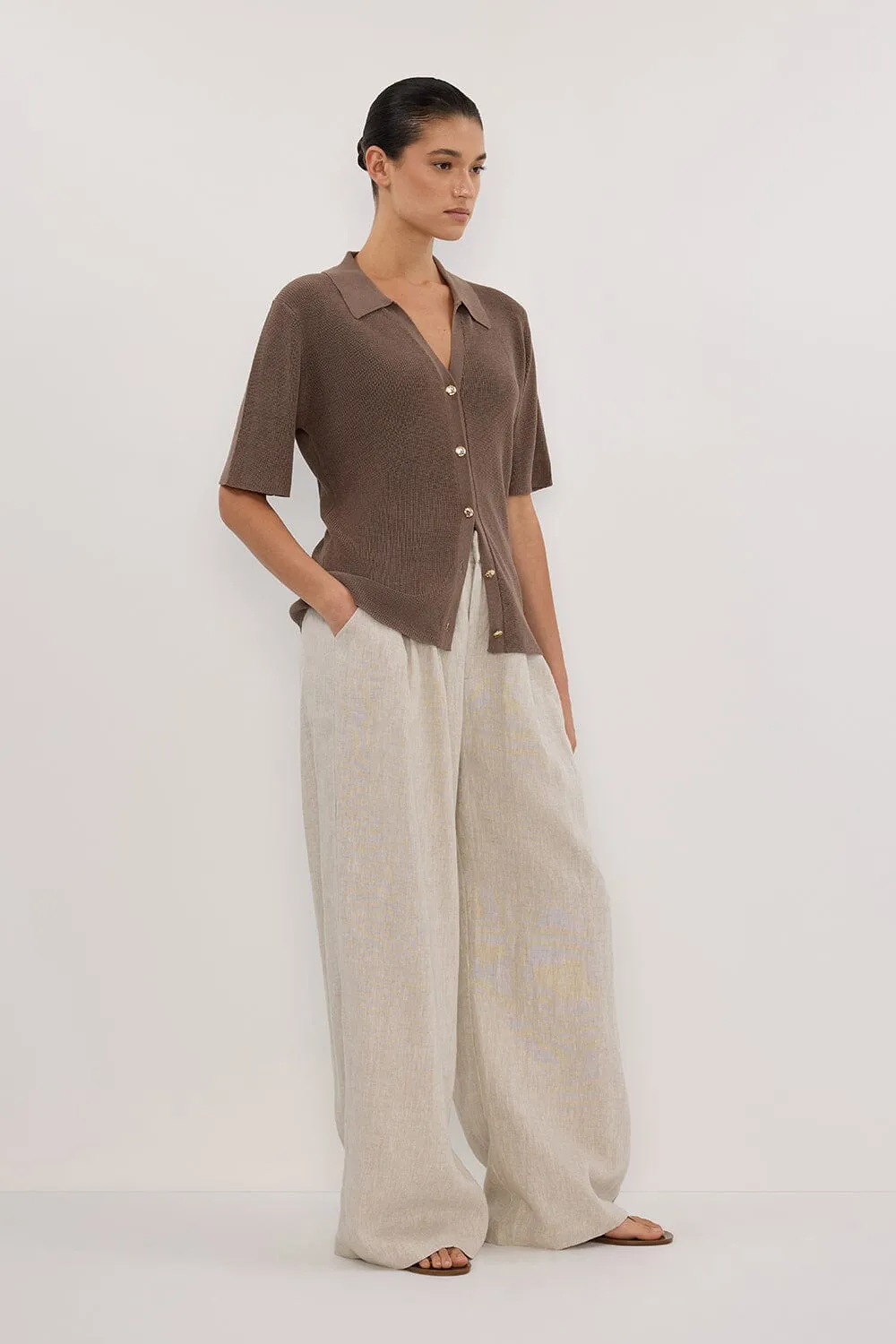 LIAM TAUPE KNIT POLO SHIRT