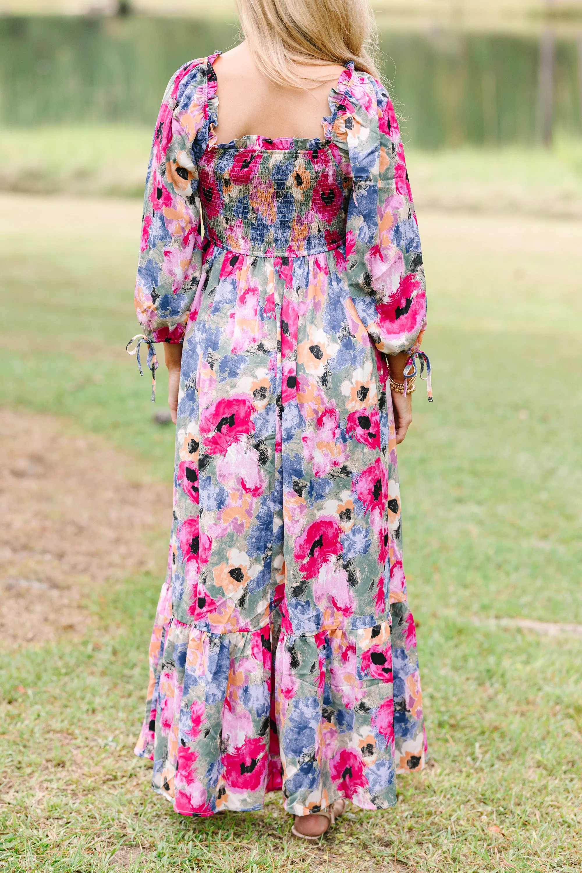 Living Out Loud Orchid Purple Floral Midi Dress