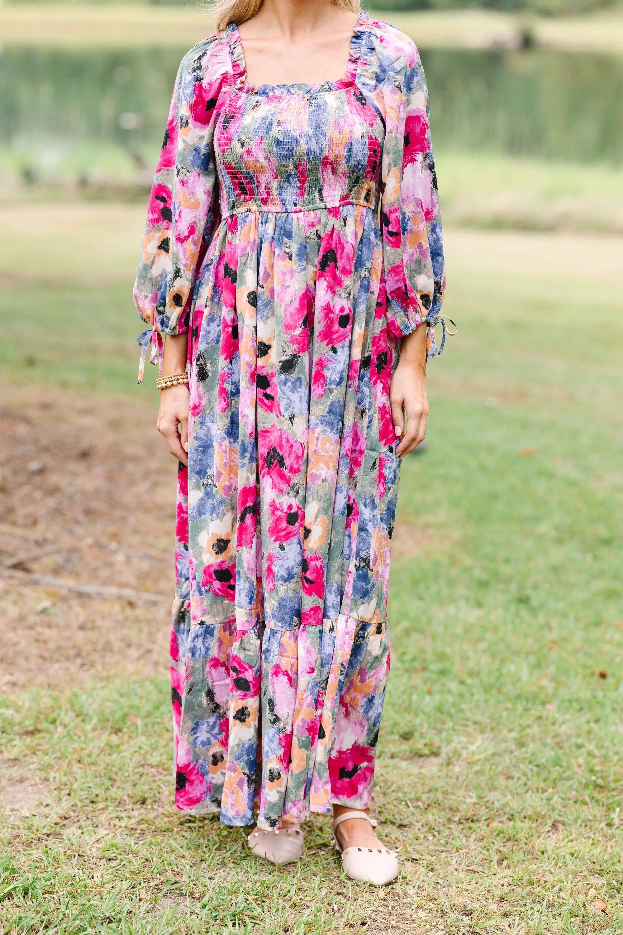 Living Out Loud Orchid Purple Floral Midi Dress