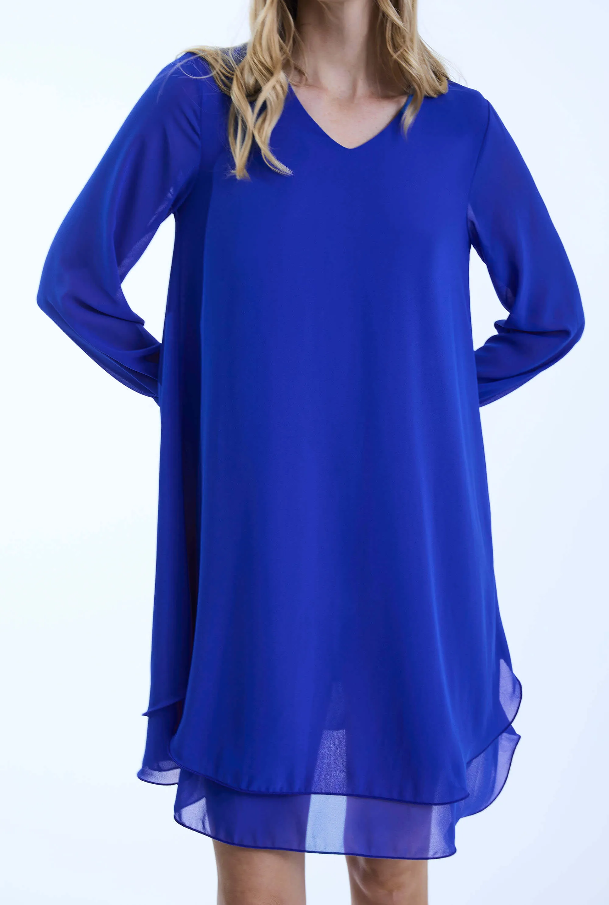Long Sleeve Royal Wave Hem Dress