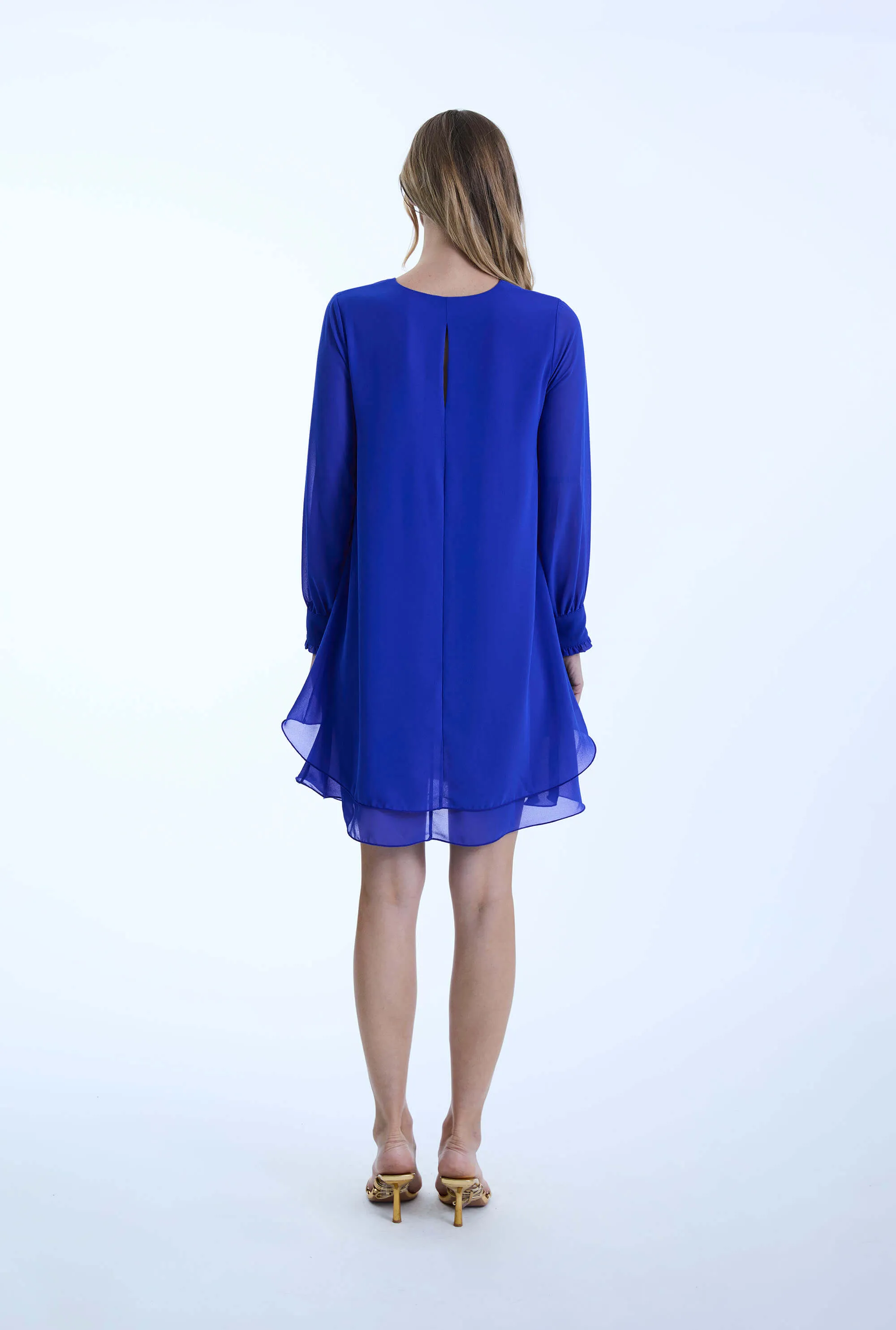Long Sleeve Royal Wave Hem Dress