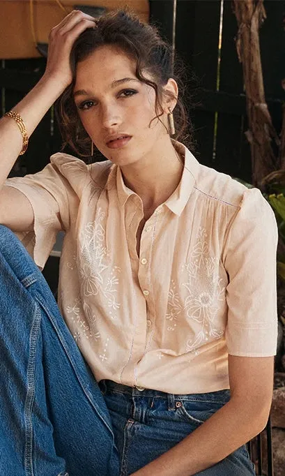 Marie Louise Monterey Bouquet Blouse - Blush