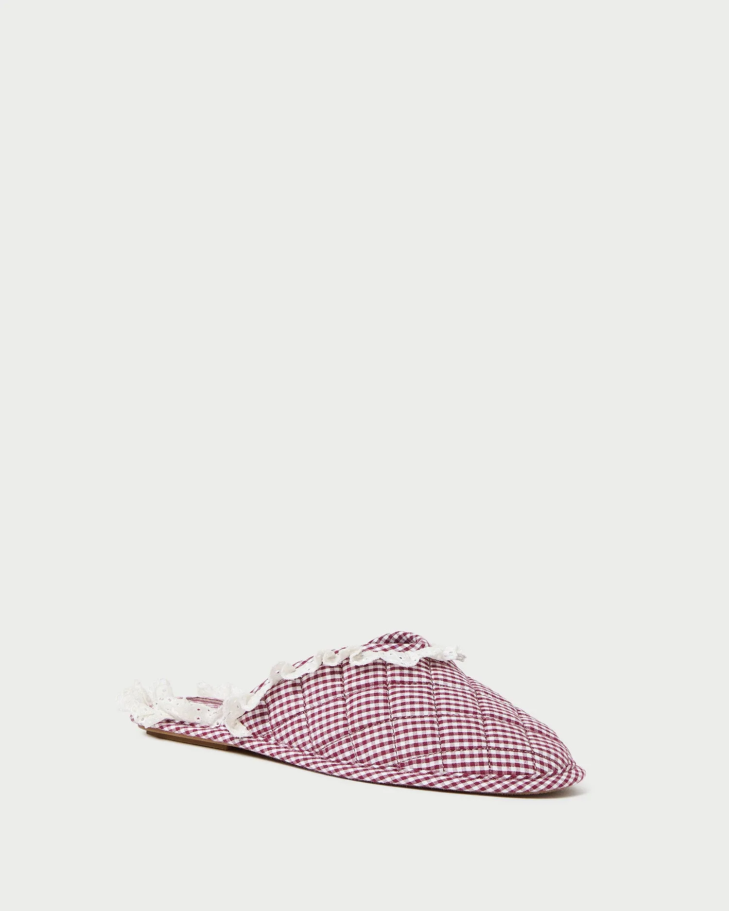 Marky Cream/Maroon Gingham Slipper