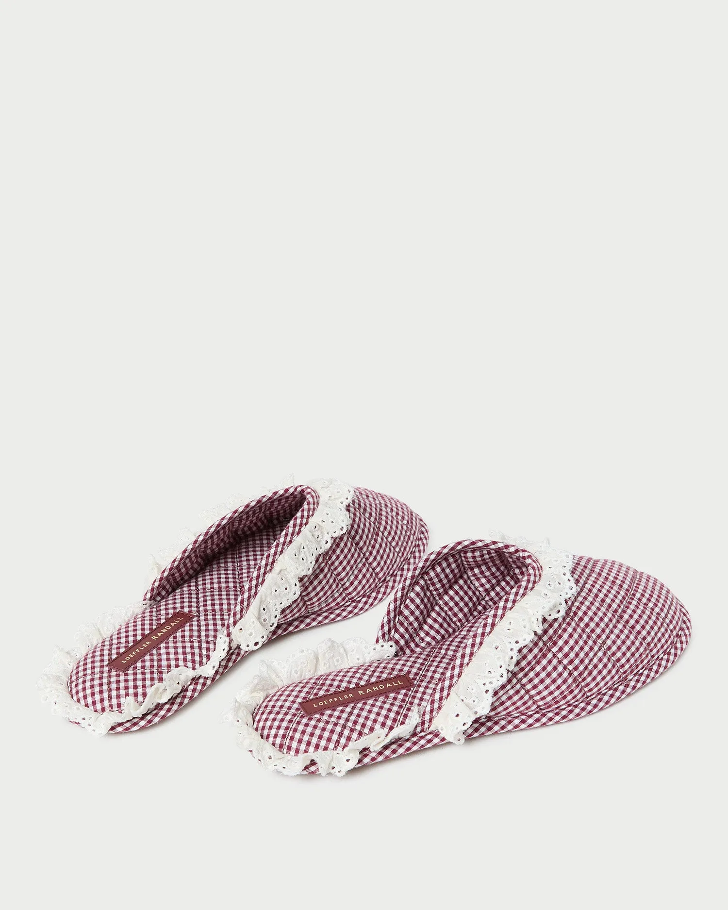Marky Cream/Maroon Gingham Slipper
