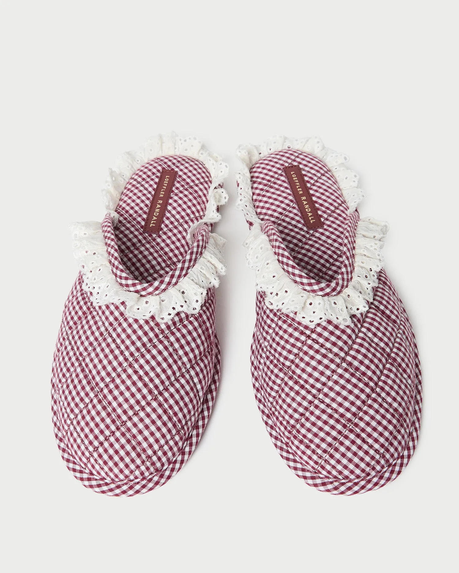 Marky Cream/Maroon Gingham Slipper