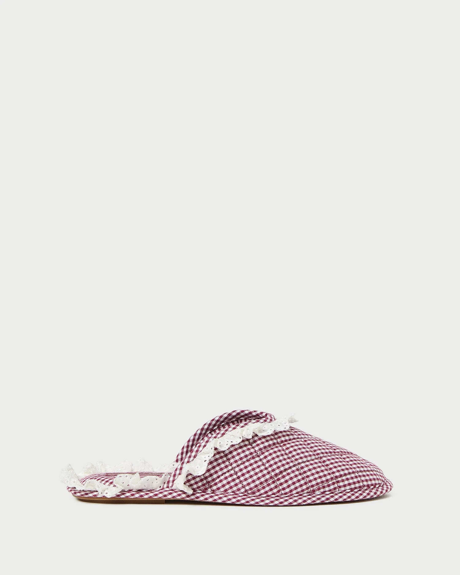 Marky Cream/Maroon Gingham Slipper