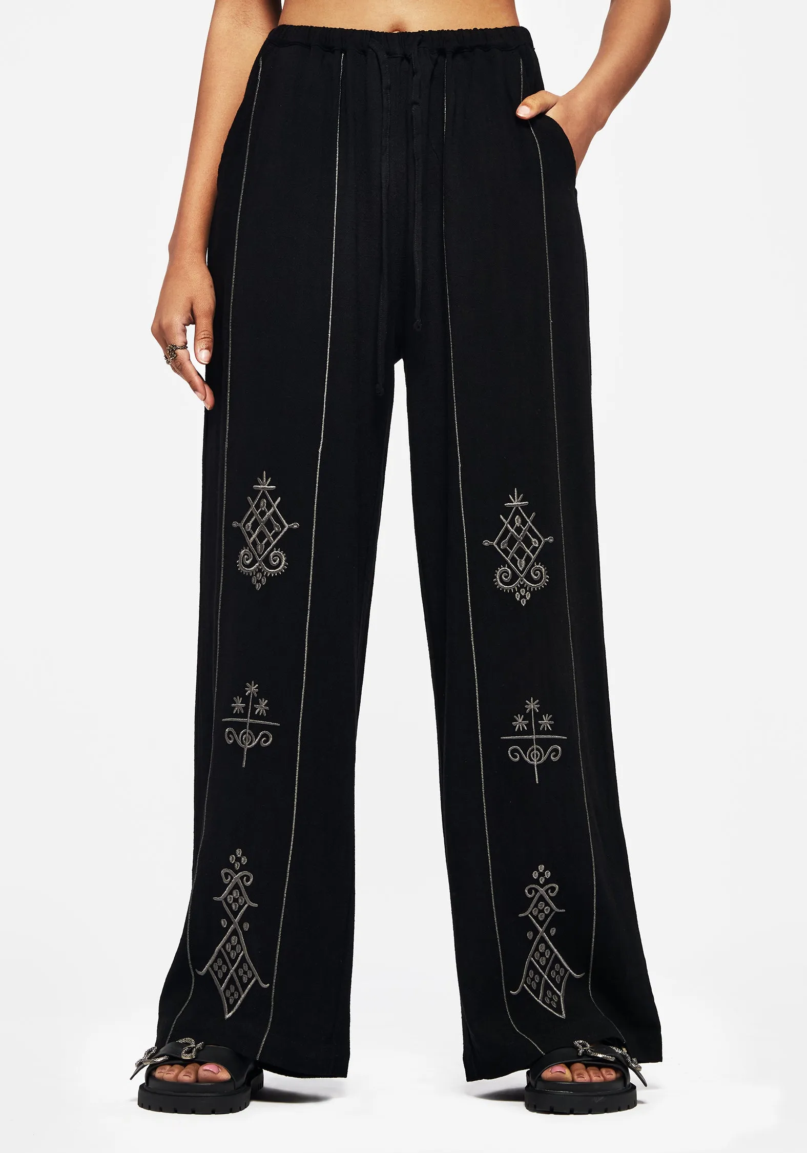 Merrymount Embroidered Wide Leg Trouser