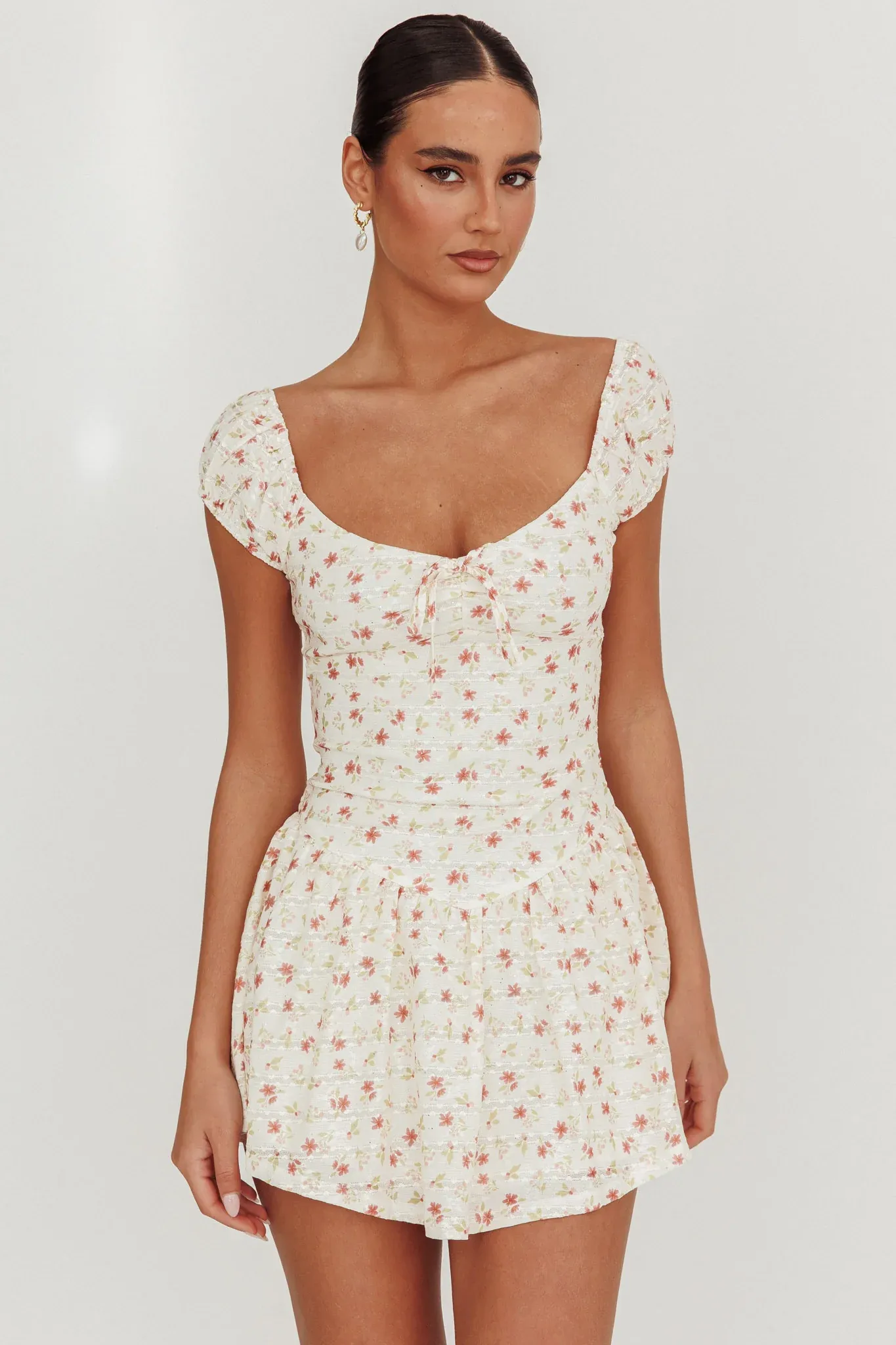 Mirela Cap Sleeve Lace Mini Dress Rose