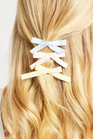 Multi 6 Pack Mini Satin Bow Hair Clips
