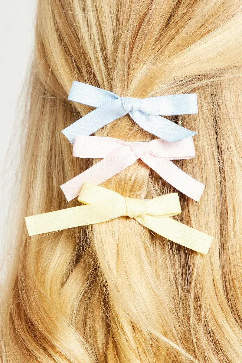 Multi 6 Pack Mini Satin Bow Hair Clips